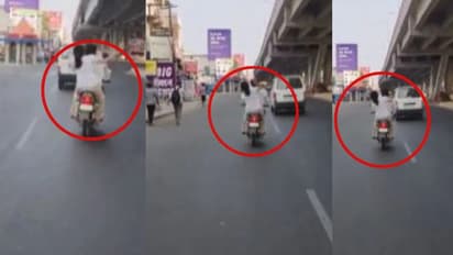 lucknow girl hits boy on scooty khurram nagar viral video