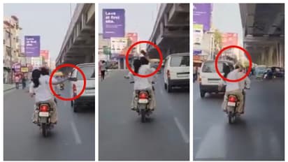 യുപിയിൽ ഓടുന്ന ബൈക്കില് വച്ച് ഭർത്താവിന്റെ മുഖത്തും തലയിലും ചെരുപ്പ് കൊണ്ട് അടിച്ച് ഭാര്യ; വീഡിയോ വൈറൽ