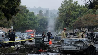 San Diego Plane Crash  ಮತ್ತೊಂದು ವಿಮಾನ ದುರಂತ; ಬೆಂಕಿಯುಂಡೆಯಂತೆ ಕೆಳಗೆ ಬಿದ್ದ ಖಾಸಗಿ ಜೆಟ್!