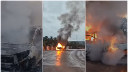 പുതുപ്പുത്തൻ എർട്ടിഗ കാർ, ദേശീയപാതയിൽ കണ്ണപുരത്തേക്ക് വരുമ്പോൾ പെട്ടെന്ന് തീ പടർന്നു; കുടുംബം ഇറങ്ങിയോടി