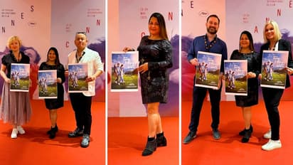 Producer Chanda Patel unveils 'Tera Mera Nata' poster at Cannes