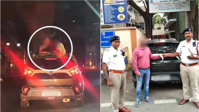 റൊമാൻസൊക്കെ കൊള്ളാം, പക്ഷേ ഫൈനടച്ചിട്ട് പോയാൽ മതി; കാറിന്റെ സൺറൂഫിന് മുകളിൽനിന്ന് ചുംബിച്ച ദമ്പതികൾക്ക് ശിക്ഷ