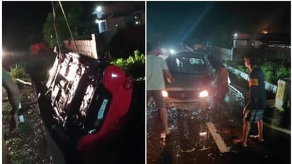 ഒരേസ്ഥലത്ത് മണിക്കൂറുകളുടെ വ്യത്യാസത്തിൽ രണ്ട് അപകടങ്ങൾ; കാറുകൾ നിയന്ത്രണംവിട്ട് മറിഞ്ഞ് ഏഴ് പേർക്ക് പരിക്ക്