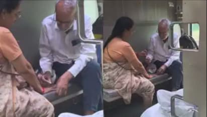 प्रेम हे प्रेम असतं... ट्रेनच्या प्रवासात पतीने पत्नीला लावून दिले नेलपेंट, VIDEO झाला व्हायरल