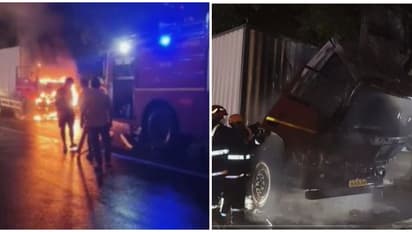 ഇടപ്പള്ളിയിൽ ഓടിക്കൊണ്ടിരുന്ന ട്രക്ക് തീ പിടിച്ചു കത്തി  