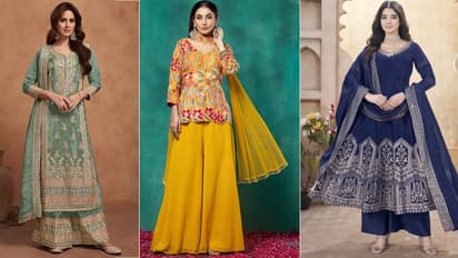 Silk Kurti Palazzo Salwar Suit set Sharara pant design latest