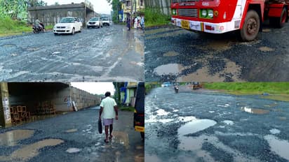 മരണക്കെണിയായി  ദേശീയപാതയുടെ സര്‍വീസ് റോഡ്, പലയിടത്തും  വൻകുഴികൾ ,അപകടവും ഗതാഗതക്കുരുക്കും  പതിവാകുന്നു