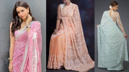 Fancy Chikankari Saree idea