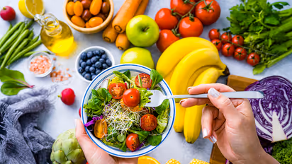 Good diet: Variety of colorful fruits and vegetables