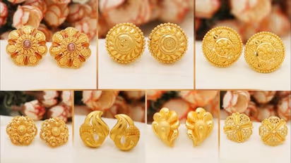 Latest gold light weight studs design for girls