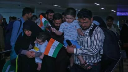 Indian nationals returning from Iran under Operation Sindhu at the IGI Airport in New Delhi
