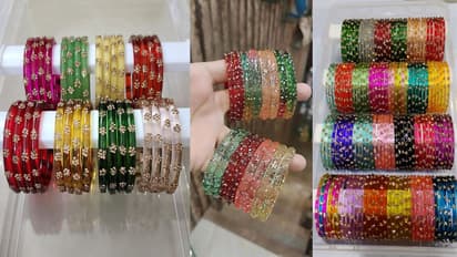 Trendy glass bangles for Sawan festival look