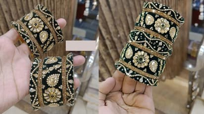 Best velvet bangles for green saree in Sawan festival