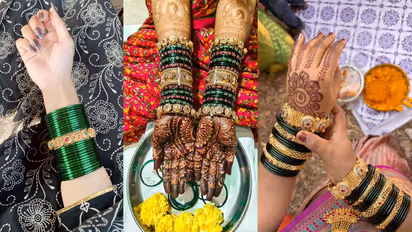 Latest Bentex kangan designs to match green bangles for weddings