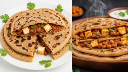High protein paneer chhole stuffed paratha recipe for weight gain