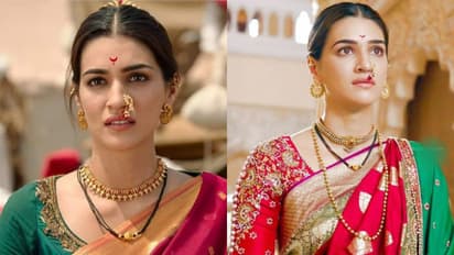 Traditional Marathi mangalsutra with green saree look