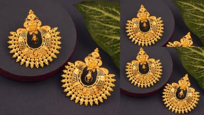 7 gram gold Chandbali earrings design for traditional Sawan look