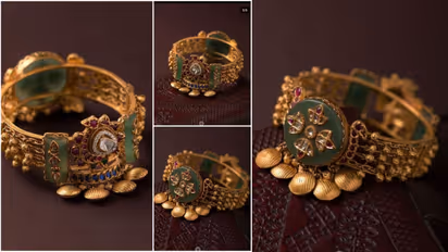 Stylish Sawan green glass bangle with bracelet combo design