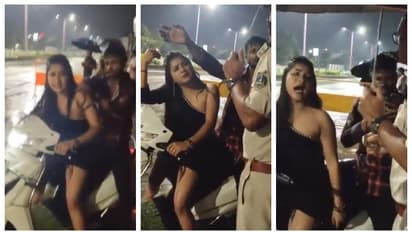 कोरबा के नाइट क्लब के बाहर हंगामा करती लड़की।