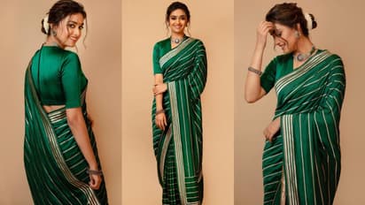 Best hairstyle for green saree in Sawan festival