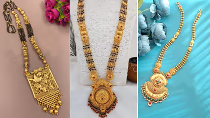 Long Gold Mangalsutra Designs : श्रावणात साडीवर ट्राय करा या 3 डिझाइनचे लांब मंगळसूत्र, चारचौघांत खुलेल लूक