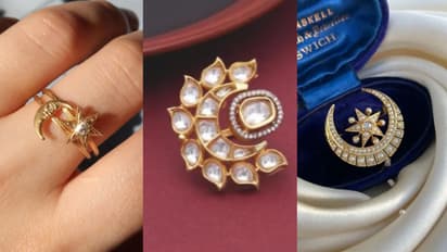 Elegant moon star finger rings for festive Teej wear