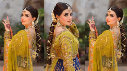 Best Gota Patti hairstyles to match green saree in Sawan month