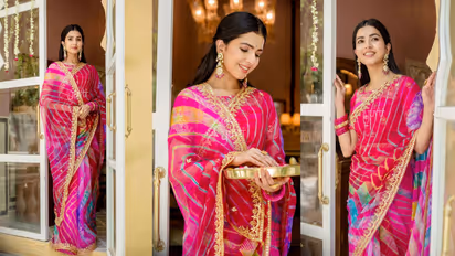 Traditional Leheriya saree styles for Rakhi celebration.