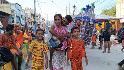 kanwar yatra wife carries husband on back muzaffarnagar story