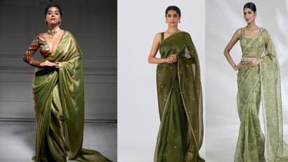 Olive Green saree Designs