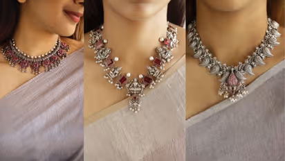 Stylish oxidised silver necklace for ethnic look