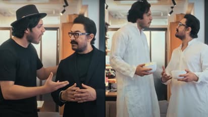 aamir khan with son junaid recreate film andaz apna apna scene