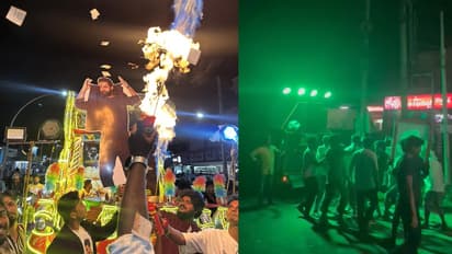 war 2 hrithik roshan jr ntr fans celebration crackers flares outside theatres