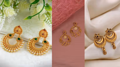 Unique minimal chandbali earring design for Hartalika Teej