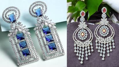Zircon earrings Fancy design for Hariyali Teej
