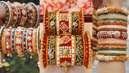 Red green yellow bangles for women on Hartalika Teej