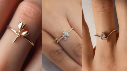 9kt gold engagement-style rings for wife Hartalika Teej gift