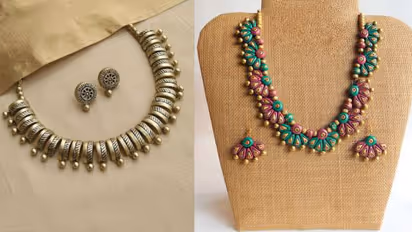 Wear fancy designs of terracotta necklaces