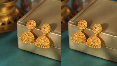 Fancy 22Kt jhumka design for daughter