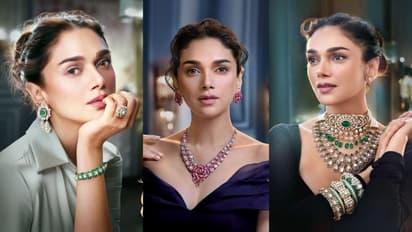 Aditi Rao Hydari gold jewellery Ganesh Visarjan appearance