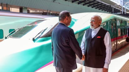 PM Narendra Modi accompanied by Japan PM Shigeru Ishiba travel in Shinkansen bullet train