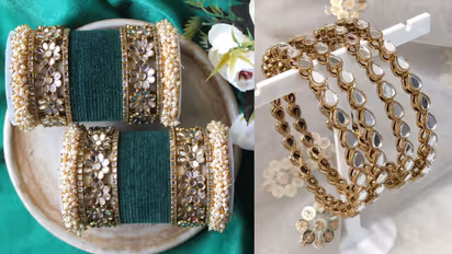 Unique mirror work bangle design for Navratri look