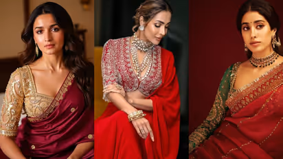 contrast blouse for red saree