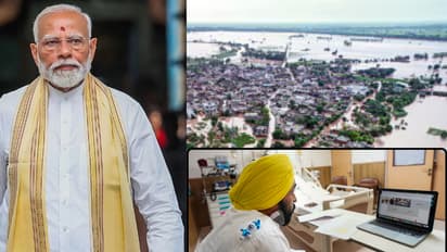 pm modi punjab flood visit bhagwant mann relief package 2025