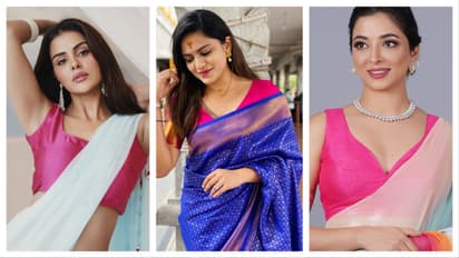 pink blouse saree combination