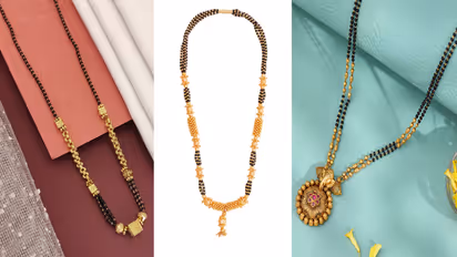 ब्लैक बीड्स गोल्ड मंगलसूत्र डिजाइंस