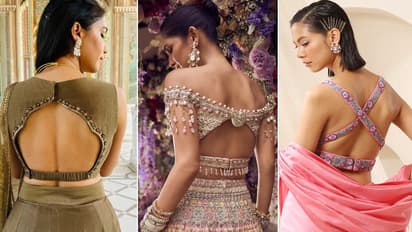 करवा चौथ के लिए बैकलेस ब्लाउज डिजाइन