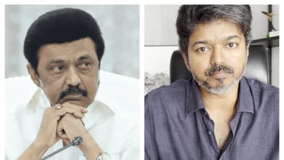 MK Stalin (left) and TVK Chief Vijay