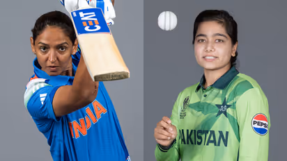 India captain Harmanpreet Kaur and Pakistan skipper Fatima Sana