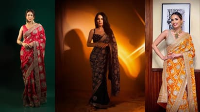 Designer Bandhani saree wedding